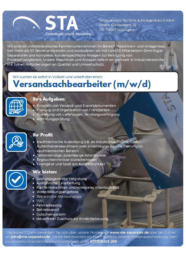 Versandsachbearbeiter/in